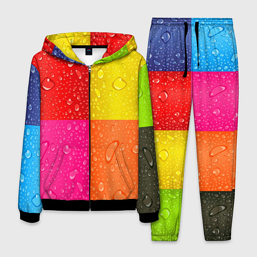 Мужской костюм Капли дождя на цветных подложках - паттерн / 3D-Черный – фото 1