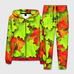 Костюм мужской Зелёные осенние листья, цвет: 3D-красный