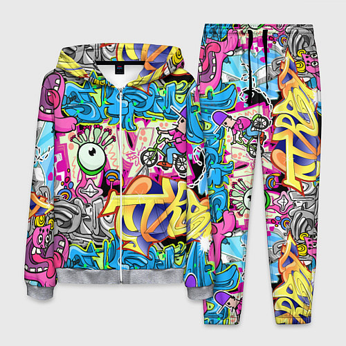 Мужской костюм Велосипедист и глаз граффити / 3D-Меланж – фото 1