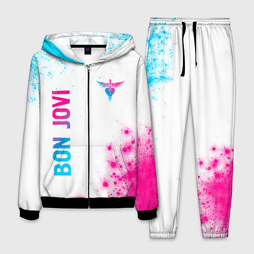 Мужской костюм Bon Jovi neon gradient style: надпись, символ / 3D-Черный – фото 1