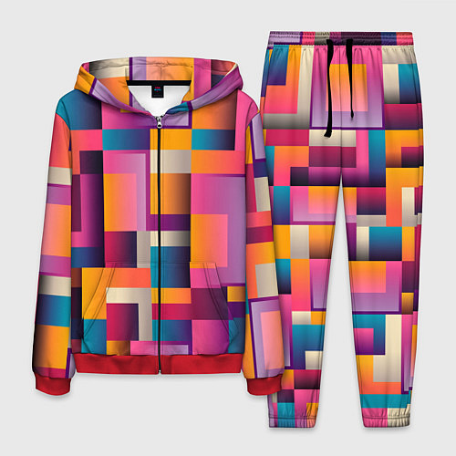 Мужской костюм Квадрат и прямоугольники / 3D-Красный – фото 1