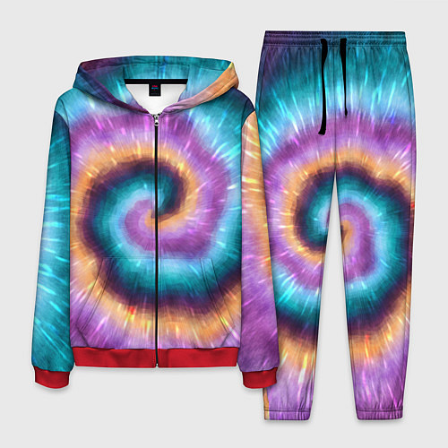 Мужской костюм Сине-фиолетовый тай дай / 3D-Красный – фото 1