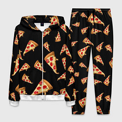 Мужской костюм Куски пиццы на черном фоне