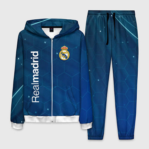 Мужской костюм Real madrid голубая абстракция / 3D-Белый – фото 1