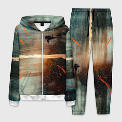 Костюм мужской Светло-синий абстрактный фон и брызки красок, цвет: 3D-белый