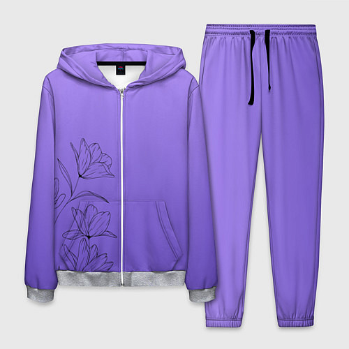 Мужской костюм Красивый фиолетовый градиент с цветами / 3D-Меланж – фото 1
