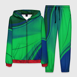 Костюм мужской Зелёно-синий песок и блёстки, цвет: 3D-красный