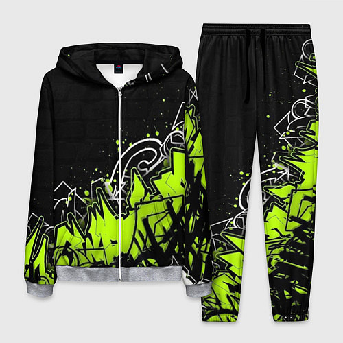 Мужской костюм Яркое граффити на черной стене / 3D-Меланж – фото 1