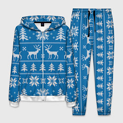 Мужской костюм Рождественский синий свитер с оленями
