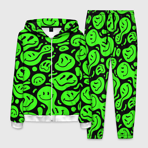 Мужской костюм Психоделические смайлы - салатовый неон / 3D-Белый – фото 1