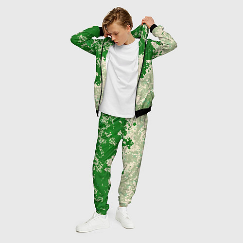 Мужской костюм Абстракция в зелёных тонах / 3D-Черный – фото 3