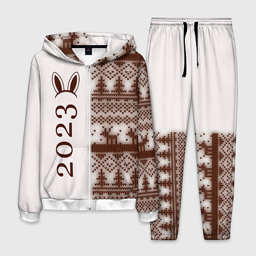 Мужской костюм Кролик 2023 ушки: по-вертикали на светлом / 3D-Белый – фото 1