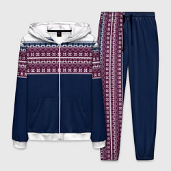 Мужской костюм Скандинавский орнамент на синем, бордовом фоне