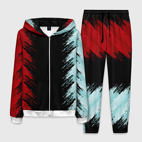 Мужской костюм Красно-бирюзовый разрыв / 3D-Белый – фото 1