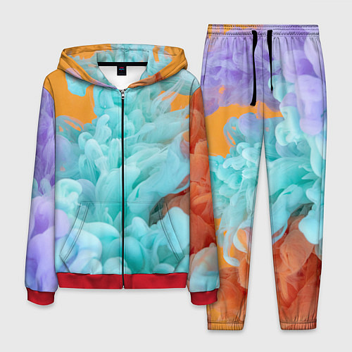 Мужской костюм Красочный и разноцветный дым / 3D-Красный – фото 1