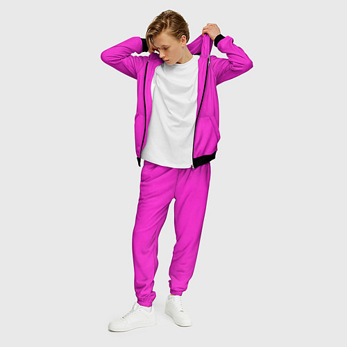 Мужской костюм Розовый фуксиевый текстурированный / 3D-Черный – фото 3