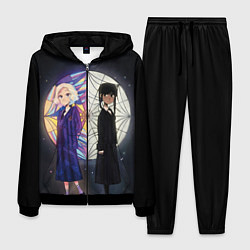 Костюм мужской Энид и Уэнсдэй на фоне окна, цвет: 3D-черный