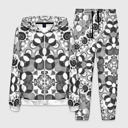 Костюм мужской Бело-серый этнический узор, цвет: 3D-белый