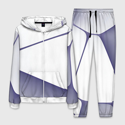 Мужской костюм Абстрактный белый и фиолетовый паттерн / 3D-Белый – фото 1