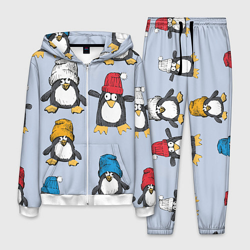 Мужской костюм Смешные пингвины / 3D-Белый – фото 1