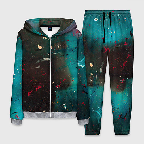 Мужской костюм Абстрактные тьма, светло-синий туман и мазки красо / 3D-Меланж – фото 1