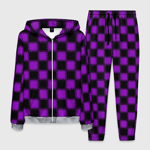 Мужской костюм Фиолетовый черный узор Шахматка / 3D-Меланж – фото 1