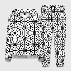 Костюм мужской Абстрактный чёрно-белый треугольно-круглый паттерн, цвет: 3D-меланж