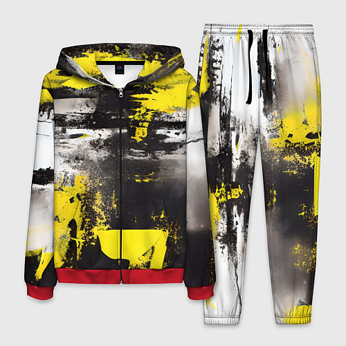 Мужской костюм Черно-желтая абстракция, нейросеть / 3D-Красный – фото 1