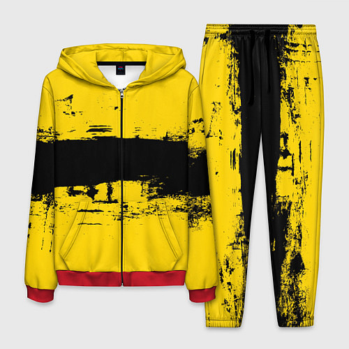 Мужской костюм Черно-желтая полоса Cyberpunk 2077 / 3D-Красный – фото 1