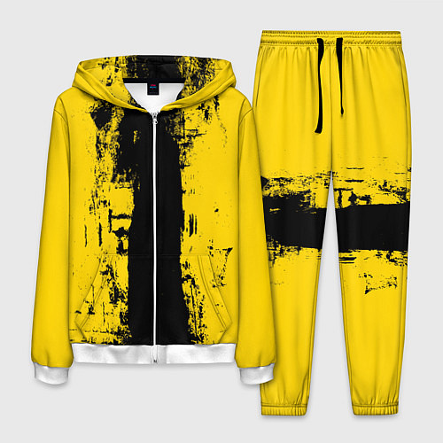 Мужской костюм Вертикальная черно-желтая полоса Cyberpunk 2077 / 3D-Белый – фото 1