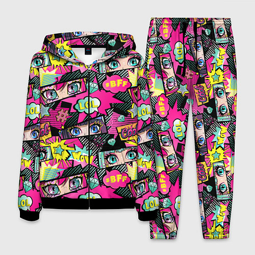 Мужской костюм Глаза аниме-девушки: cool pattern / 3D-Черный – фото 1