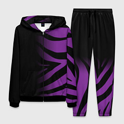 Мужской костюм Фиолетовый с черными полосками зебры