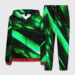 Костюм мужской Зеленая неоновая абстракция, цвет: 3D-красный