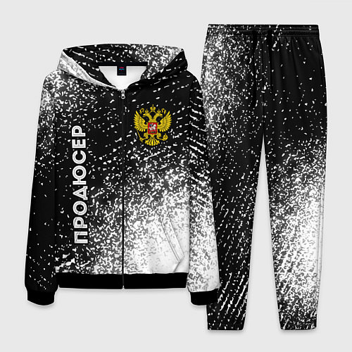 Мужской костюм Продюсер из России и герб РФ: надпись, символ / 3D-Черный – фото 1