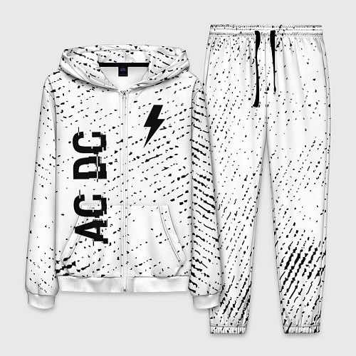 Мужской костюм AC DC glitch на светлом фоне: надпись, символ / 3D-Белый – фото 1