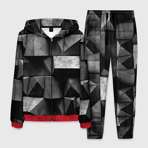 Мужской костюм Обман зрения и каменные плиты / 3D-Красный – фото 1