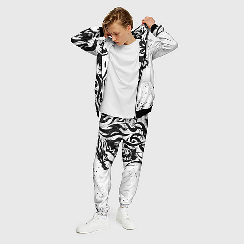 Мужской костюм Fox motocross - белый дракон / 3D-Черный – фото 3