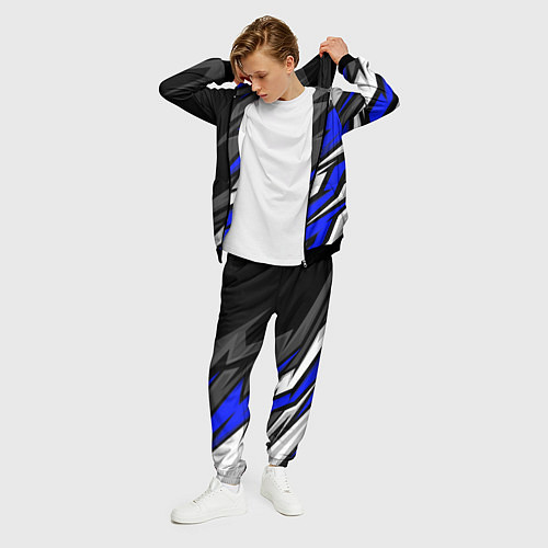 Мужской костюм Volkswagen - Синяя абстракция / 3D-Черный – фото 3