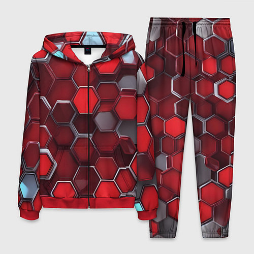 Мужской костюм Cyber hexagon red / 3D-Красный – фото 1