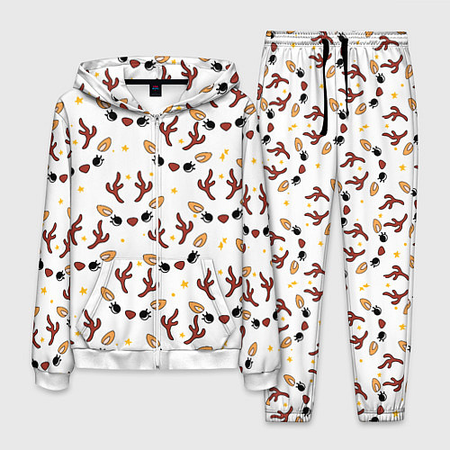 Мужской костюм Оленьи мордочки новогодний узор / 3D-Белый – фото 1