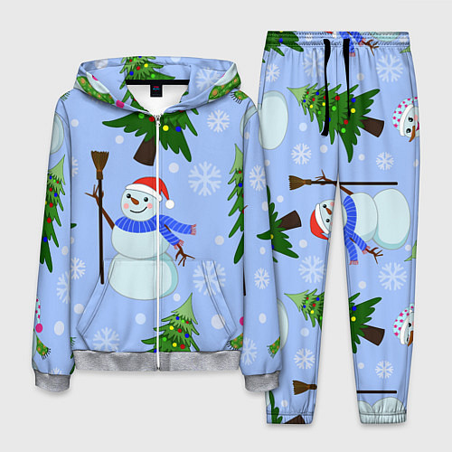 Мужской костюм Снеговики с новогодними елками паттерн / 3D-Меланж – фото 1
