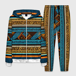 Костюм мужской Этнический рисунок в горизонтальную полоску, цвет: 3D-белый