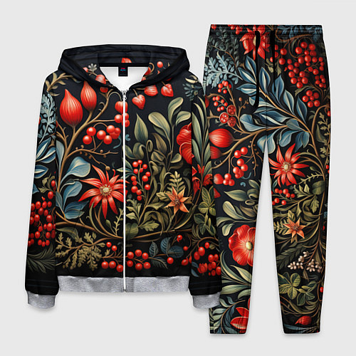 Мужской костюм Новогодние ягоды и цветы / 3D-Меланж – фото 1