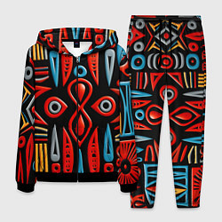 Костюм мужской Красно-синий узор в африканском стиле, цвет: 3D-черный