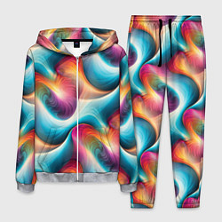 Костюм мужской Волнообразная разноцветная абстракция, цвет: 3D-меланж