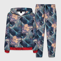 Костюм мужской Волнообразная фрактальная абстракция, цвет: 3D-красный