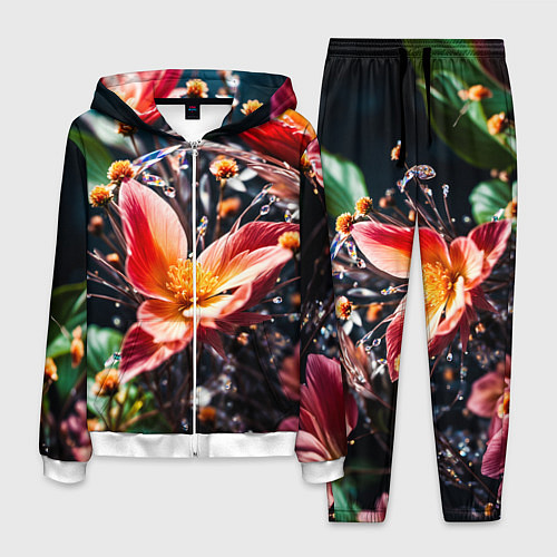 Мужской костюм Красный цветок капли / 3D-Белый – фото 1