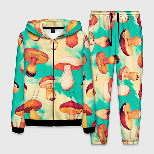 Мужской костюм Грибы в небе паттерн / 3D-Черный – фото 1