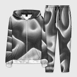 Костюм мужской Чёрно белый точечный абстрактный фон, цвет: 3D-белый