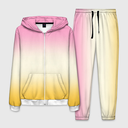 Мужской костюм Розовый бежевый желтый градиент / 3D-Белый – фото 1